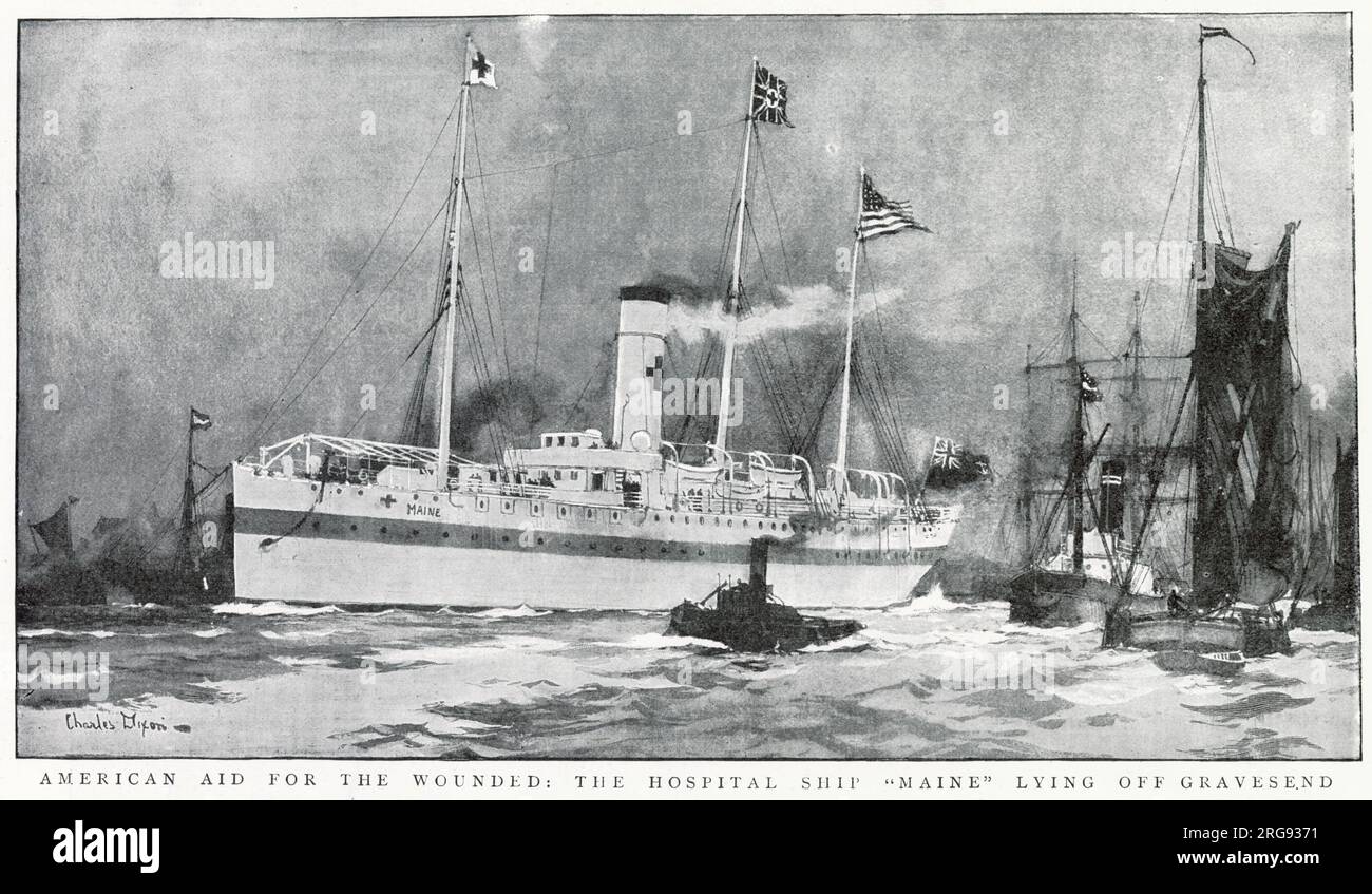 Aiuto americano per i feriti, la nave ospedale RFA Maine si trovava al largo di Gravesend, Kent. Foto Stock