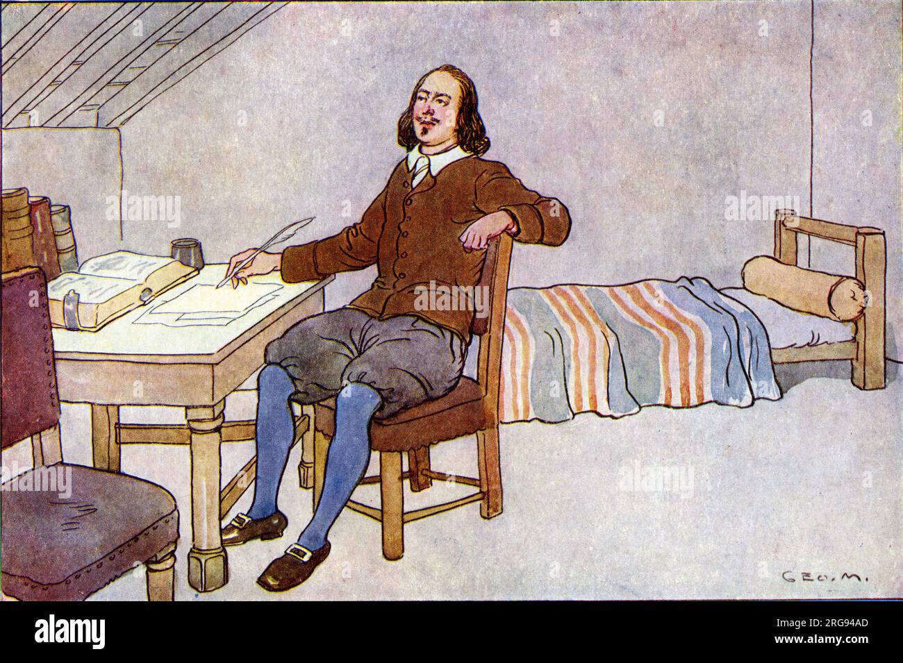 John Bunyan (1628-1688) - scrittore inglese e predicatore puritano - scrivendo "The Pilgrim's Progress" durante i suoi dodici anni di reclusione (tra il 1661 e il 1672), anche se non pubblicato fino al 1678 sei anni dopo il suo rilascio. Foto Stock