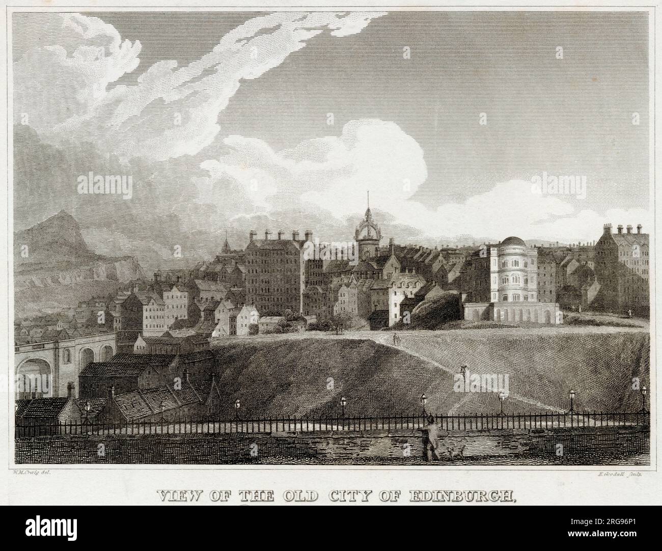 Vista della città vecchia di Edimburgo, 1815, da un disegno originale della marchesa di Stafford. Foto Stock