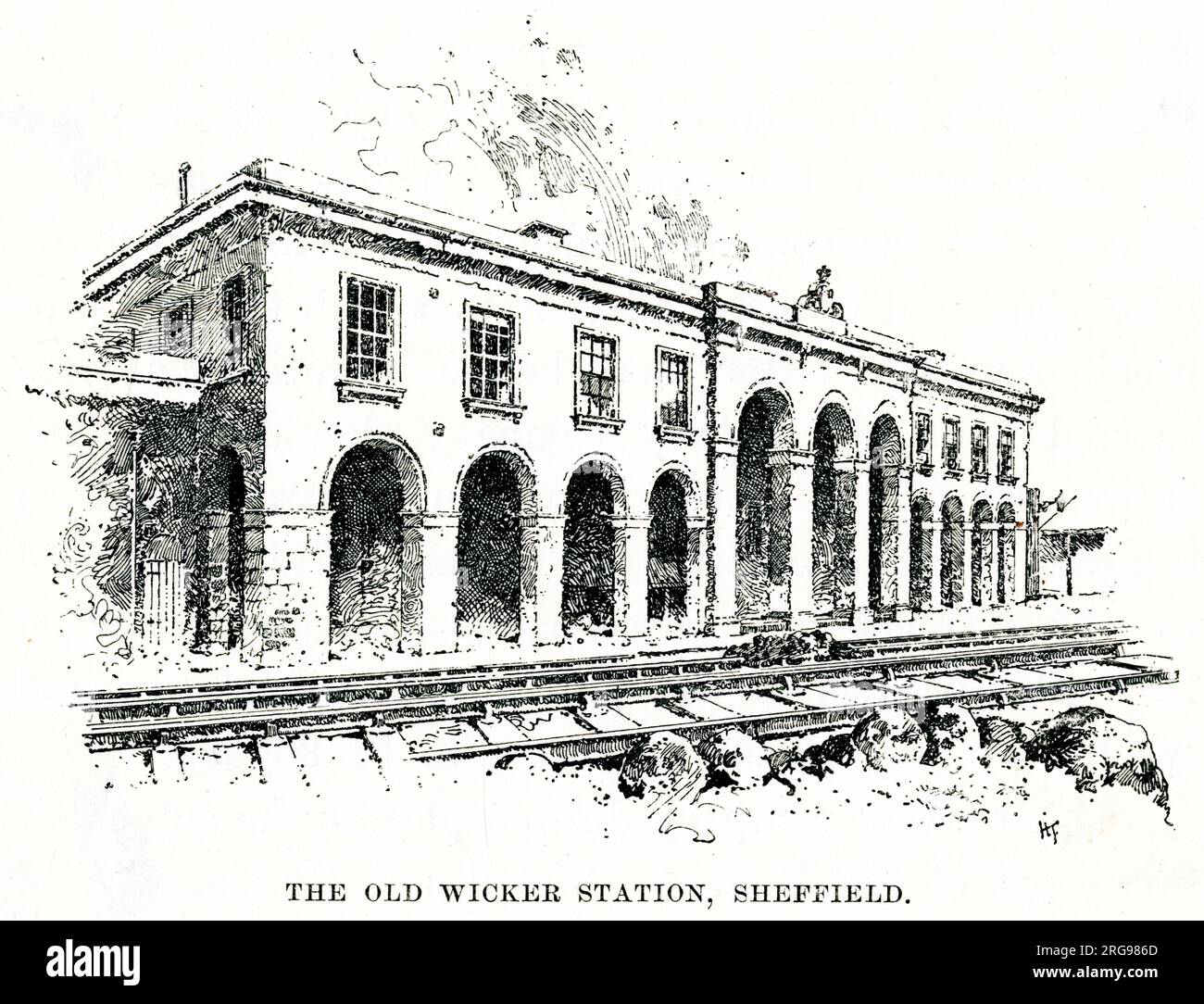 L'edificio della Old Wicker Railway Station a Sheffield, South Yorkshire, aperto nel 1838. Nel 1870 fu chiusa ai passeggeri, utilizzata per il trasporto merci e rinominata Wicker Goods. Foto Stock