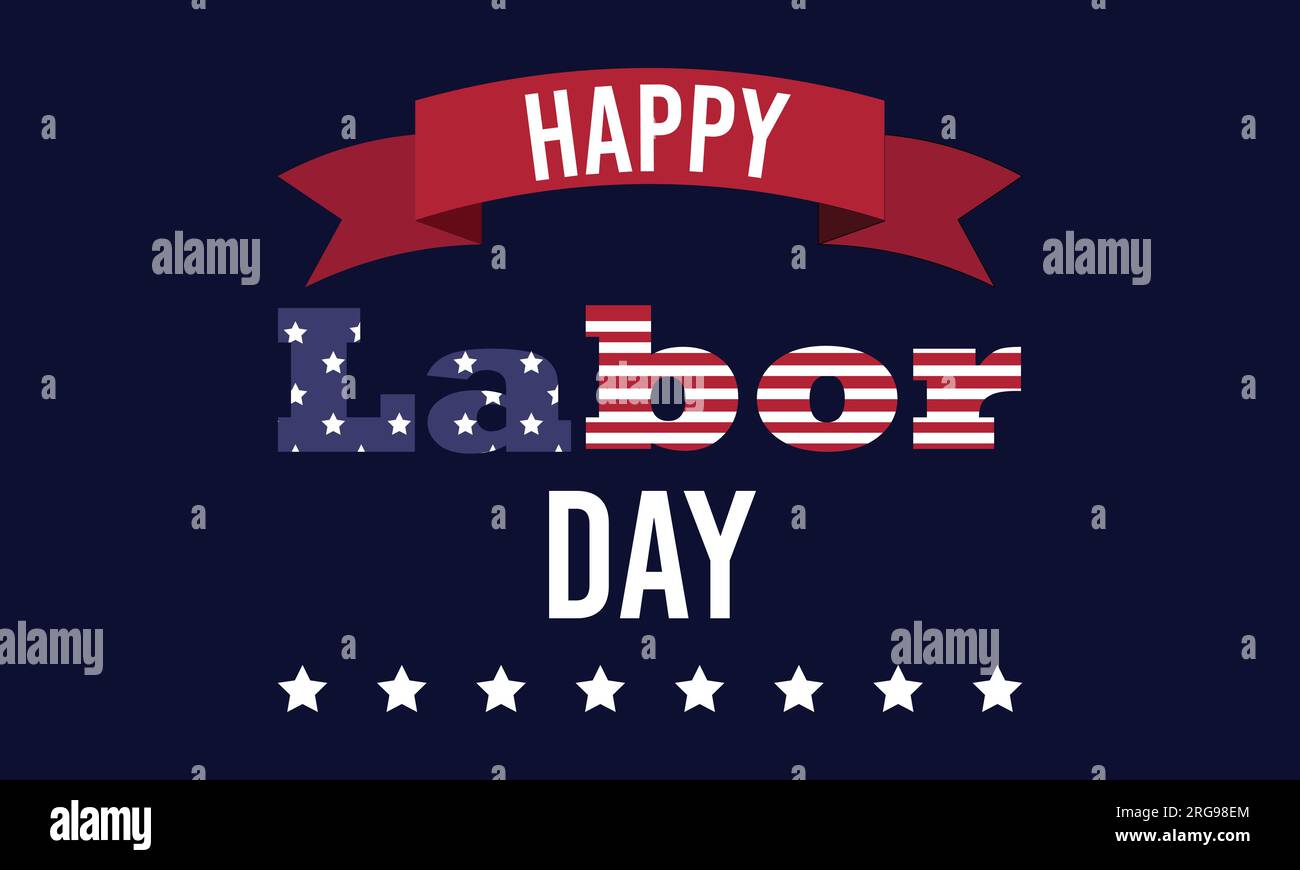 Striscione di auguri per il Labor Day . Buon lavoro di base. Design del biglietto d'auguri o del biglietto d'invito. Colori patriottici Illustrazione Vettoriale