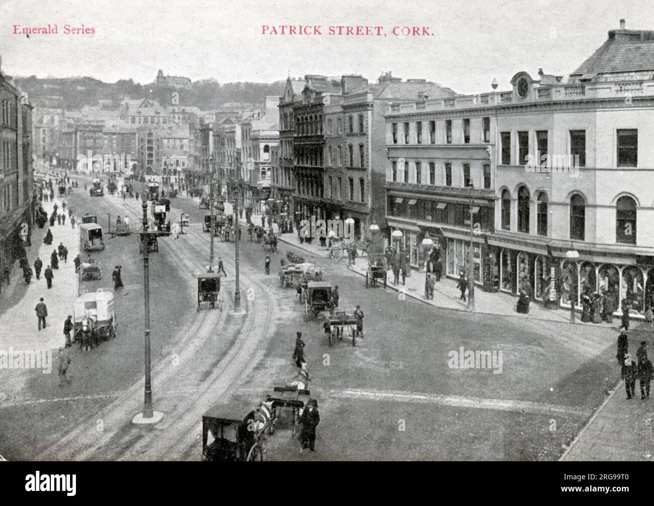 Vista aerea di Patrick Street, Cork, Munster, Irlanda. Foto Stock