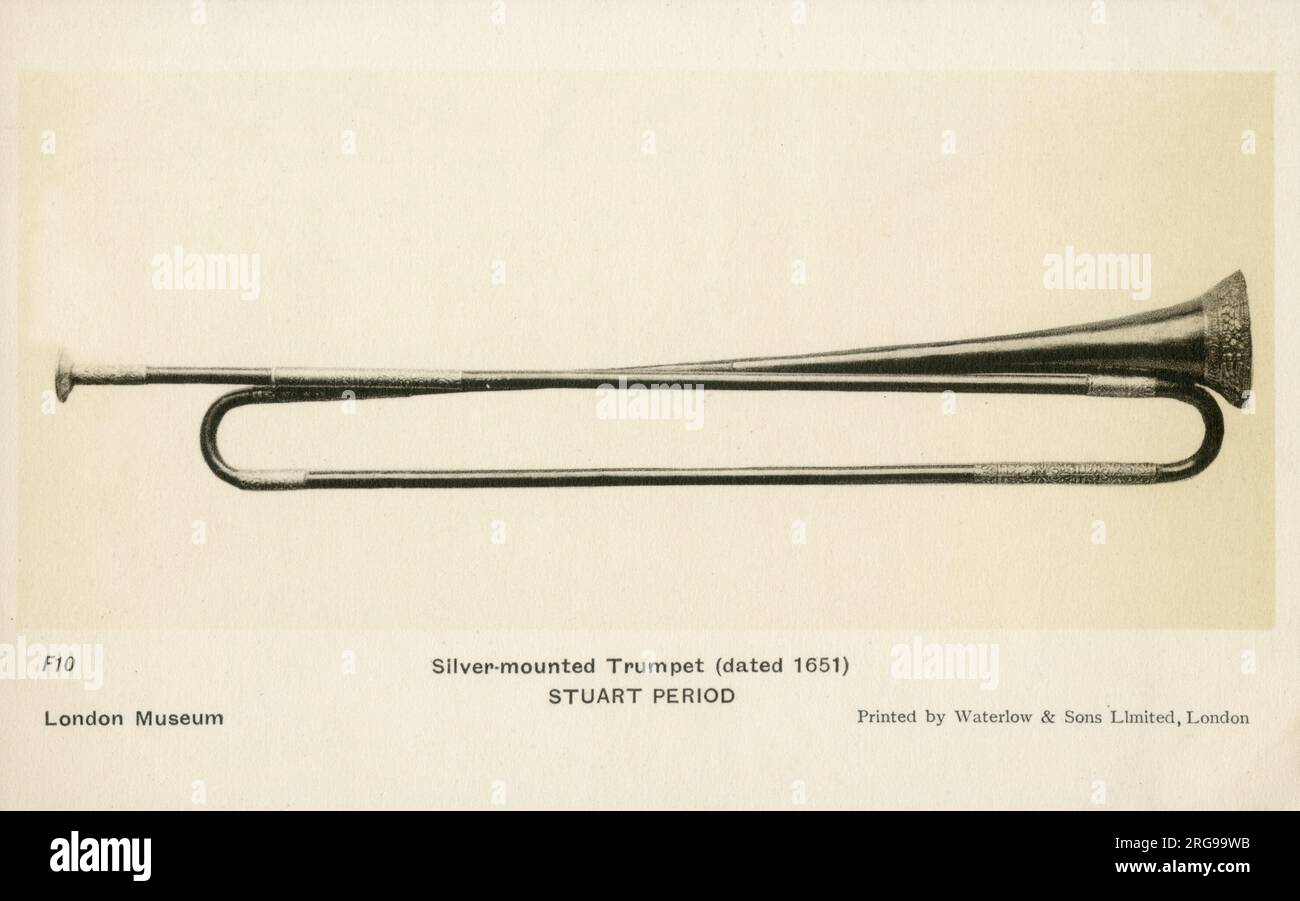 Tromba d'epoca Stuart montata in argento - datata 1651. Foto Stock