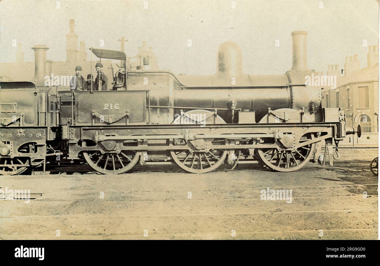 Railway Locomotive No 216 (MS&LR) - (Manchester, Sheffield and Lincolnshire Railway), Inghilterra. Foto Stock