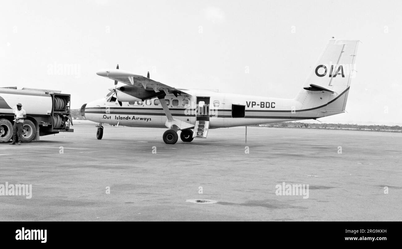 De Havilland Canada DHC-6-100 Twin Otter VP-BDC (msn 86) di out Island Airways. Foto Stock