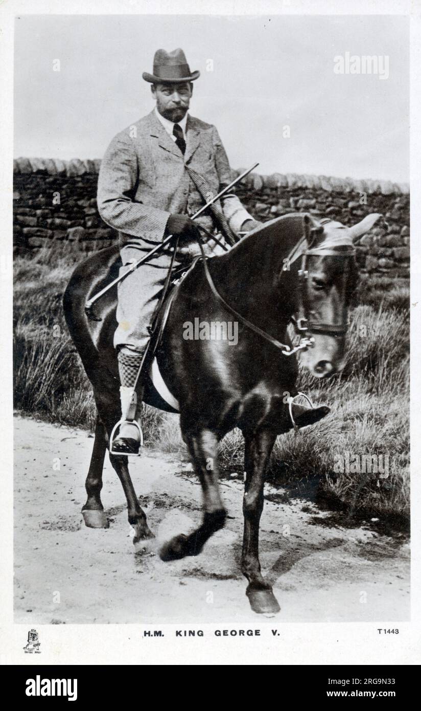 Re Giorgio V (1865-1936) a cavallo. Foto Stock