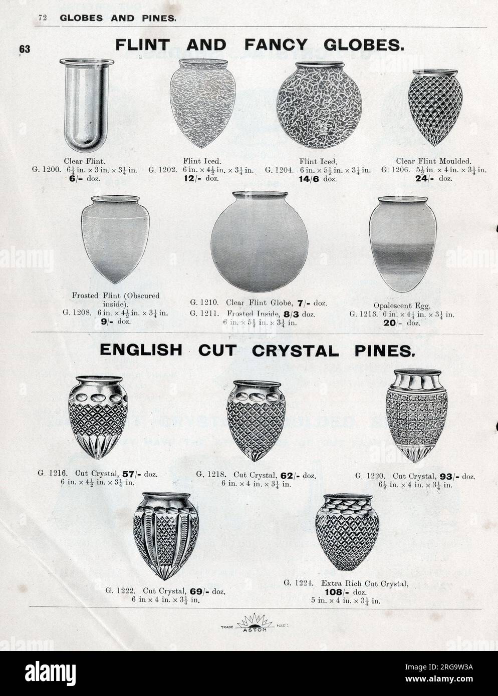 Flint and Fancy Globes e pini di cristallo tagliati all'inglese - rivestimenti e accessori leggeri Foto Stock