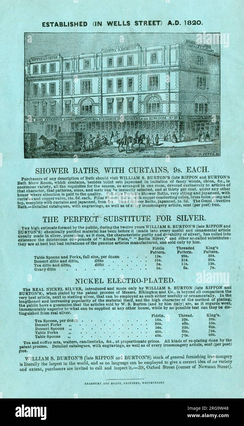 Rippon e Burton's Bath Showroom, Wells Street - Arredamento generale e Ironmongery. Foto Stock