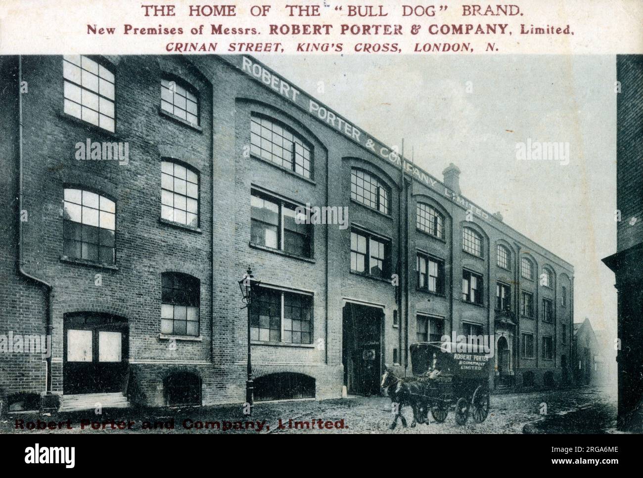 La nuova sede della Sig.ra Robert Porter & Company Ltd. - Crinan Street, King's Cross, Londra. Birrifici famosi per il loro marchio Bull Dog. Foto Stock