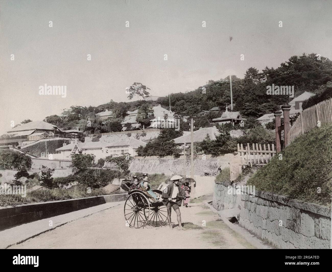 Risciò sul Bluff, Nagasaki. Vintage 19th ° secolo fotografia. Foto Stock