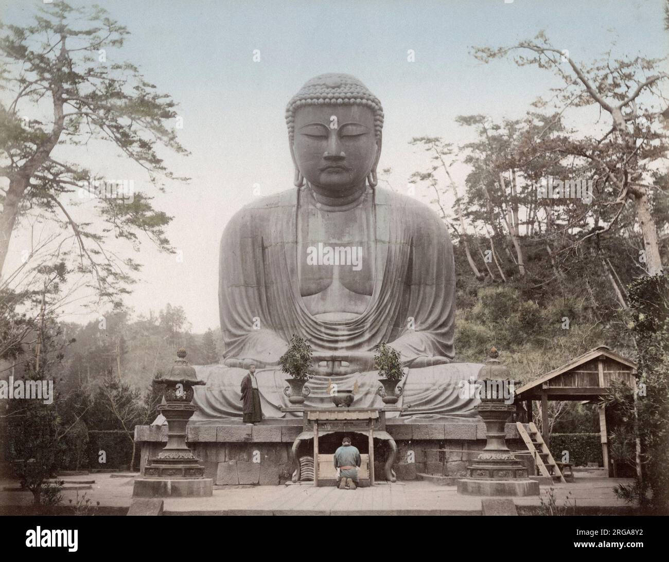 Daibutsu, statua di Buddha, Kamakura, Giappone, fine 19th ° secolo. Foto Stock