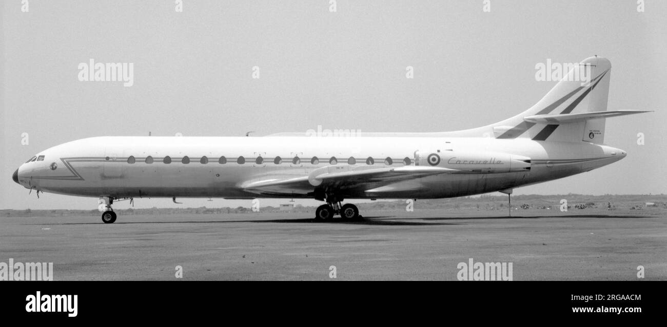 Armee de l'Air (Aeronautica Francese) - Sud-Aviation se.121 Caravelle F-RAFG (msn 141) del Commandement du Transport Aerien Militaire, in uso come trasporto VIP per il Presidente Charles de Gaulle. Destinato ad Air France, registrato F-BJTK e denominato "Principaute de Monaco" ma non delivered. Consegnato al Commandement du Transport Aerien Militaire il 13 settembre 1963 e ritirato dall'uso il 28 marzo 1980 e conservato all'aeroporto di le Bourget. Foto Stock