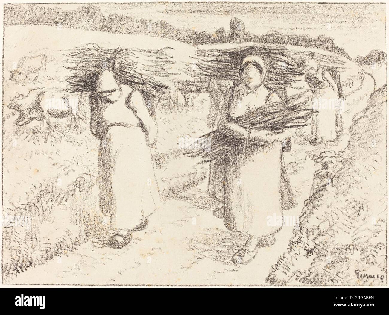 Contadini che trasportano bastoni (Paysannes portant des fagots) 1896 di Camille Pissarro Foto Stock