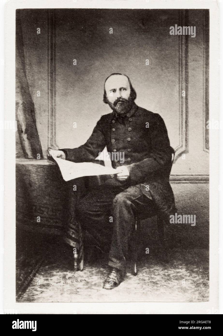 Fotografia d'epoca del XIX secolo: Giuseppe Maria Garibaldi era un generale italiano, patriota e repubblicano. Contribuì all'unificazione italiana e alla creazione del Regno d'Italia. Foto Stock