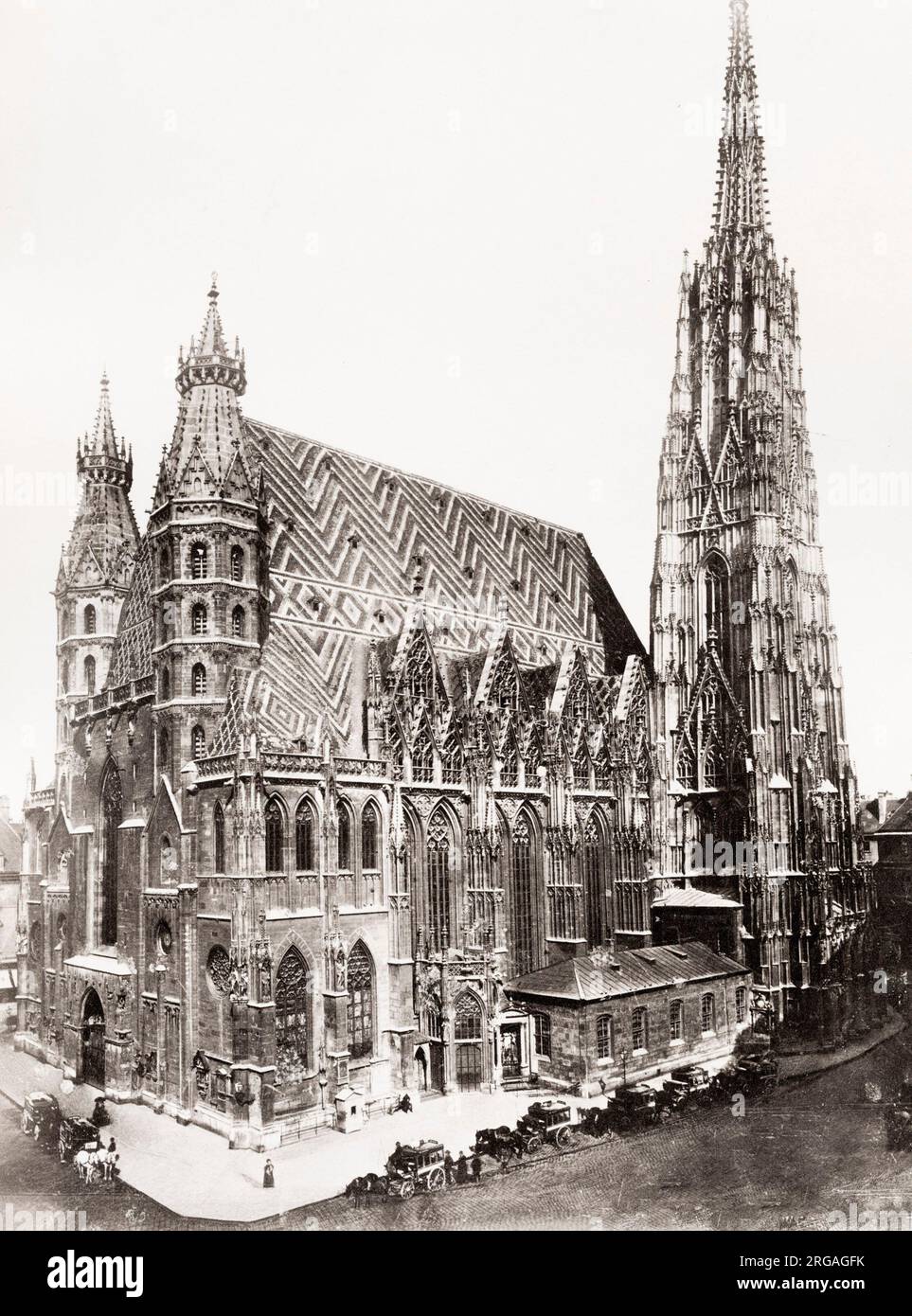 Foto d'annata del XIX secolo: Vienna, Stefansdom, Cattedrale di Santo Stefano è la chiesa madre dell'arcidiocesi cattolica di Vienna e sede dell'arcivescovo di Vienna, Austria. Foto Stock