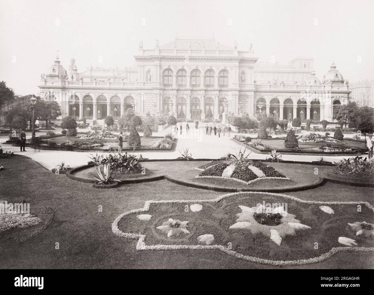 Fotografia d'epoca del XIX secolo: Giardino, Stadtpark, Vienna, Austria. Foto Stock