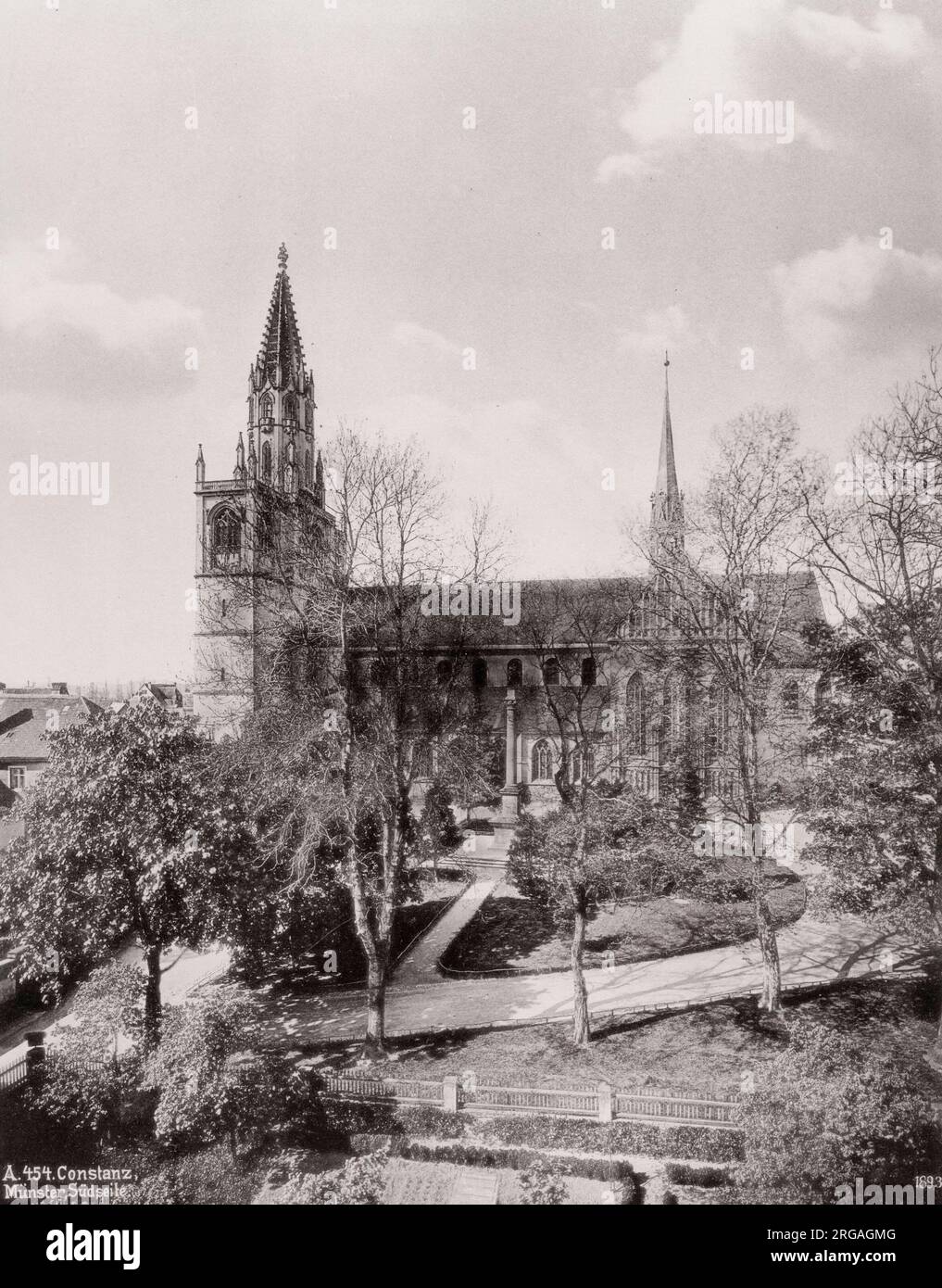 Fotografia d'epoca del XIX secolo: La cattedrale di Costanza è un edificio storico a Costanza, Germania meridionale, la protocattedrale dell'ex diocesi cattolica di Costanza. Foto Stock