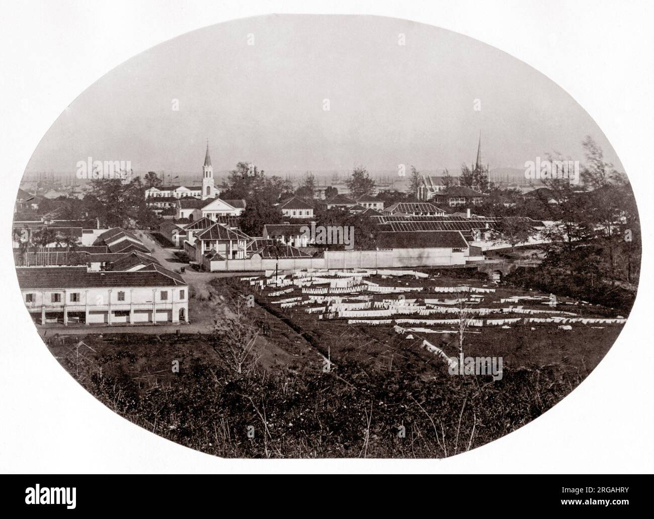 C.1860s a sud est asiatico - early vista di Singapore Foto Stock
