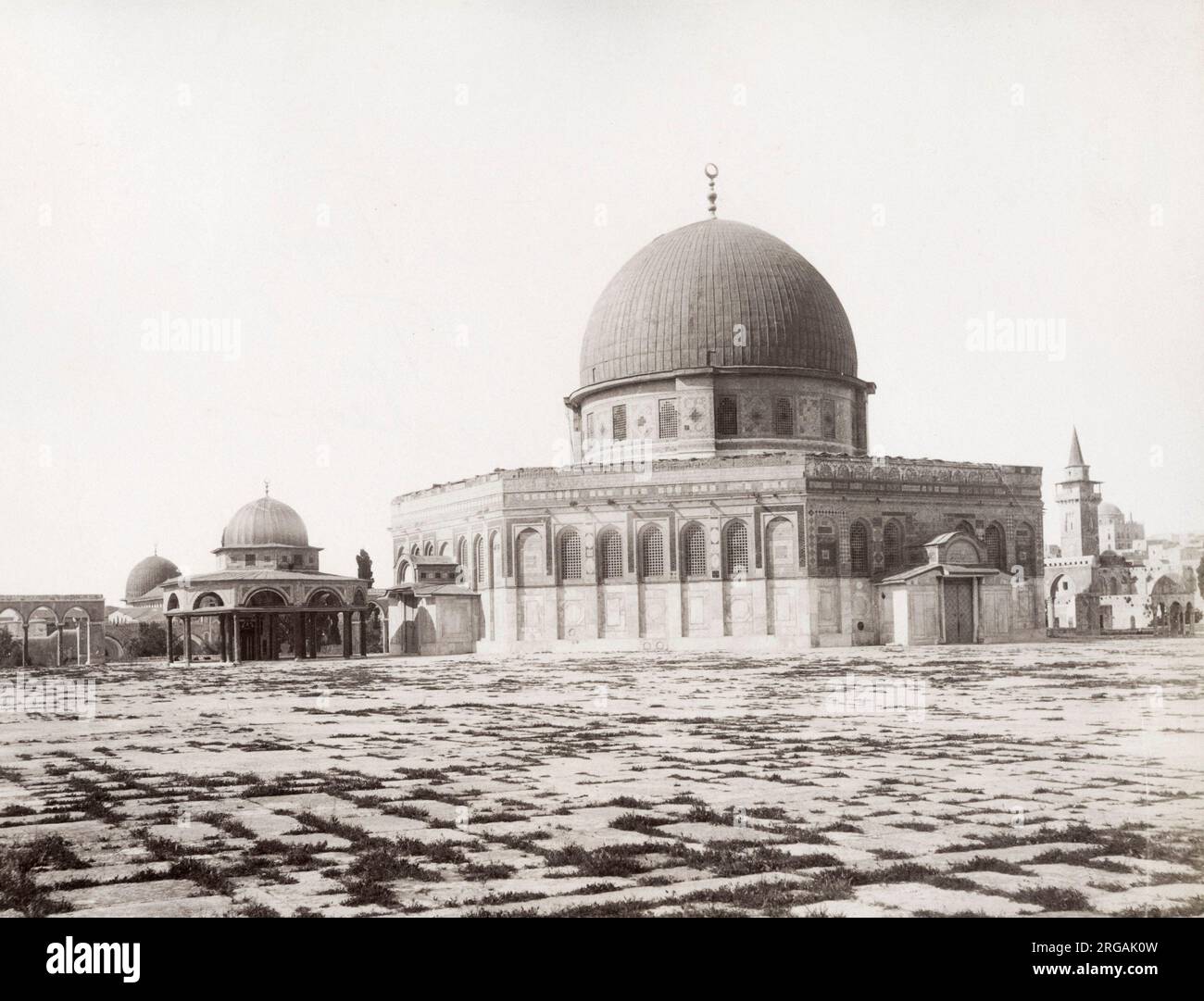 Vintage 19th ° secolo fotografia - moschea di Omar, Gerusalemme, Palestina, Terra Santa, Israele. Foto Stock