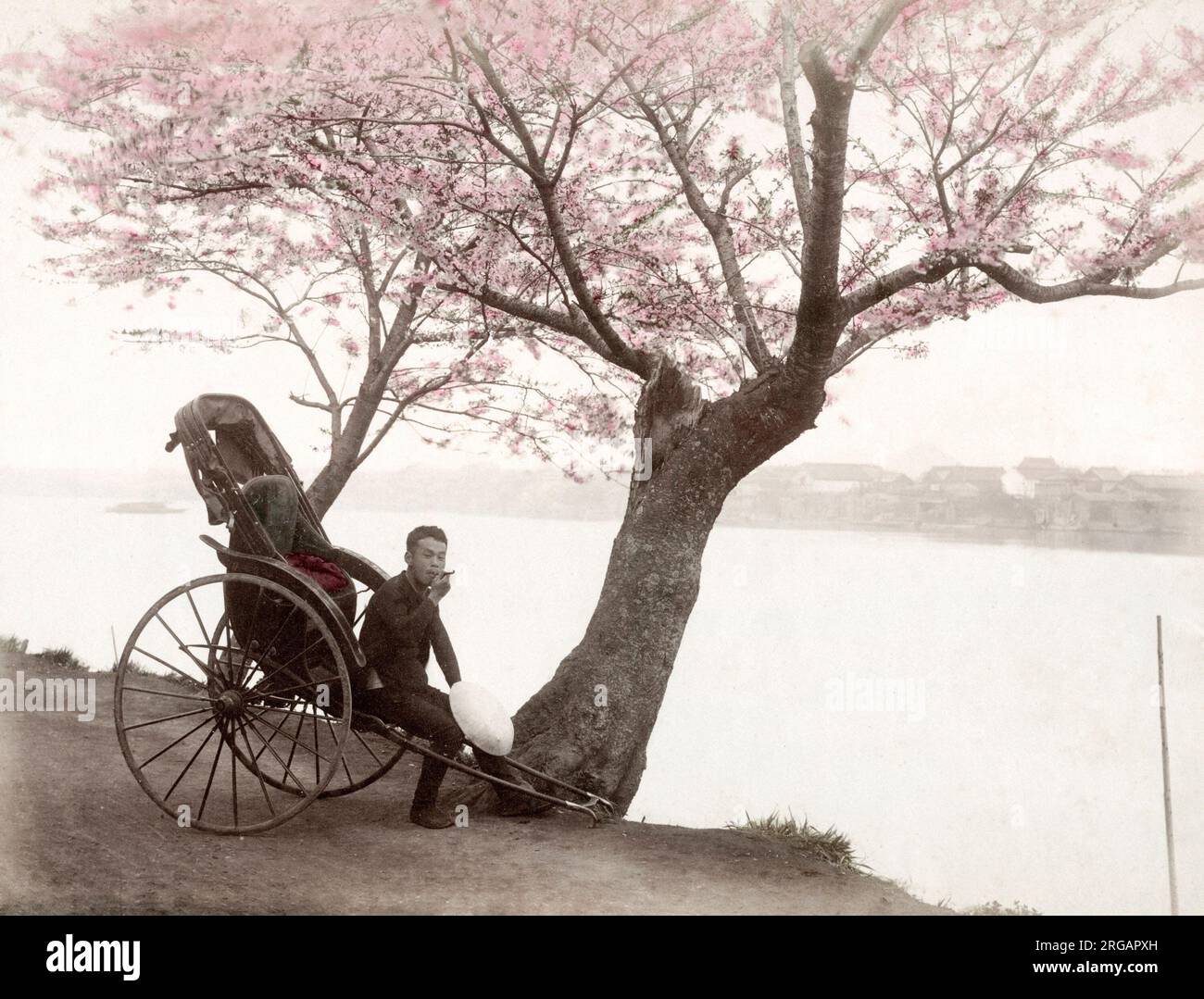 C. 1880 Giappone - Mukojima Tokyo, rickshaw Foto Stock