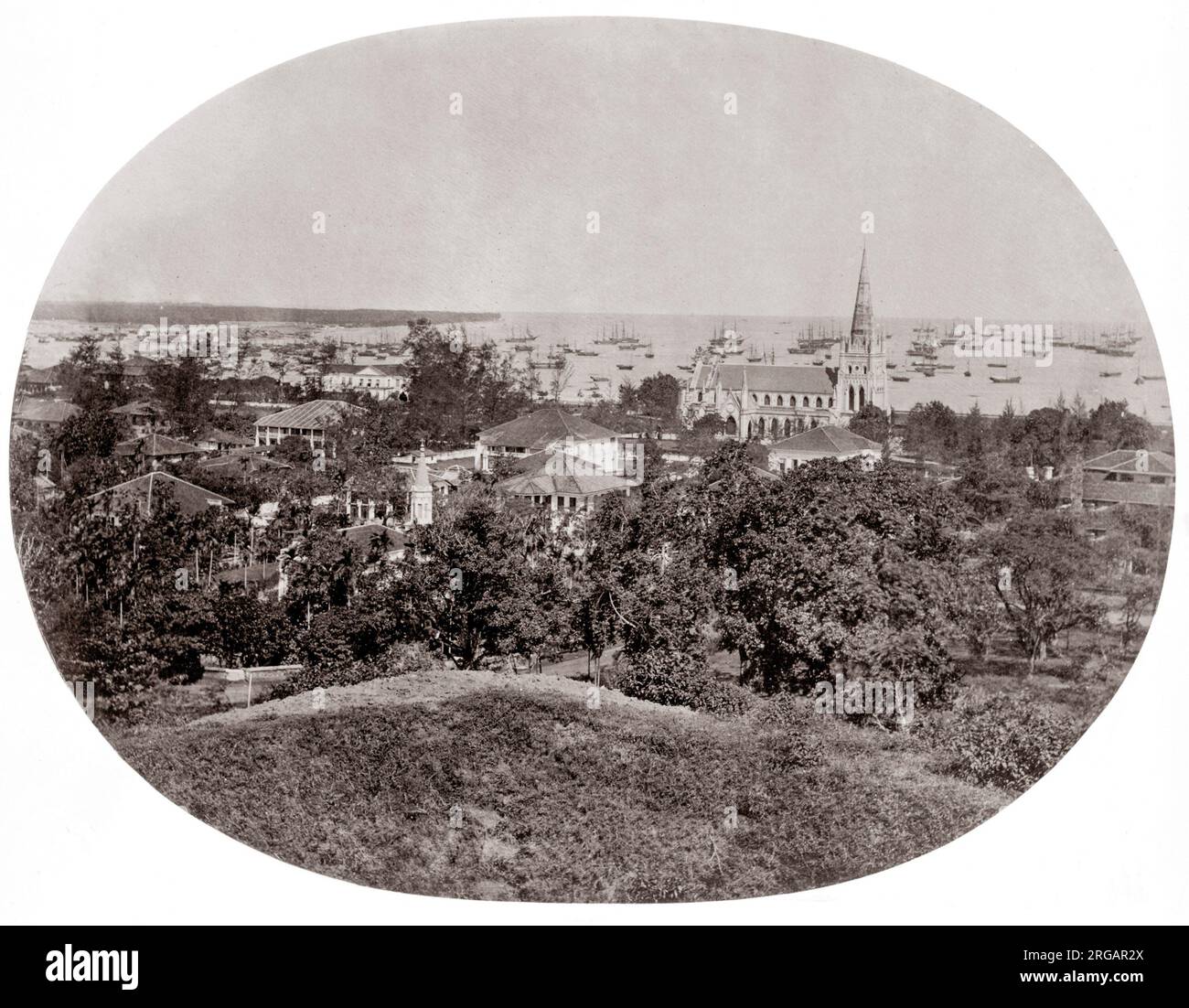 C.1860s a sud est asiatico - early vista di Singapore Foto Stock