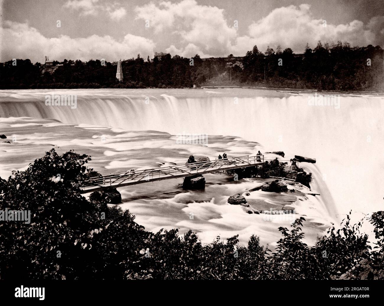 C. 1880 vintage fotografia - America del Nord - c. Cascate del Niagara, Canada Stati Uniti d'America di frontiera, dal lato americano Foto Stock