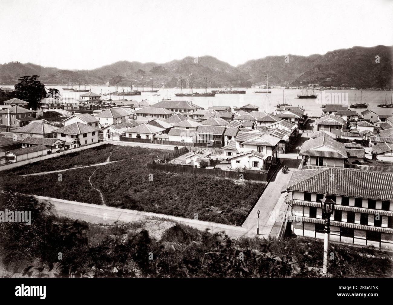 C.1880's Giappone - le navi nel porto di Nagasaki Foto Stock