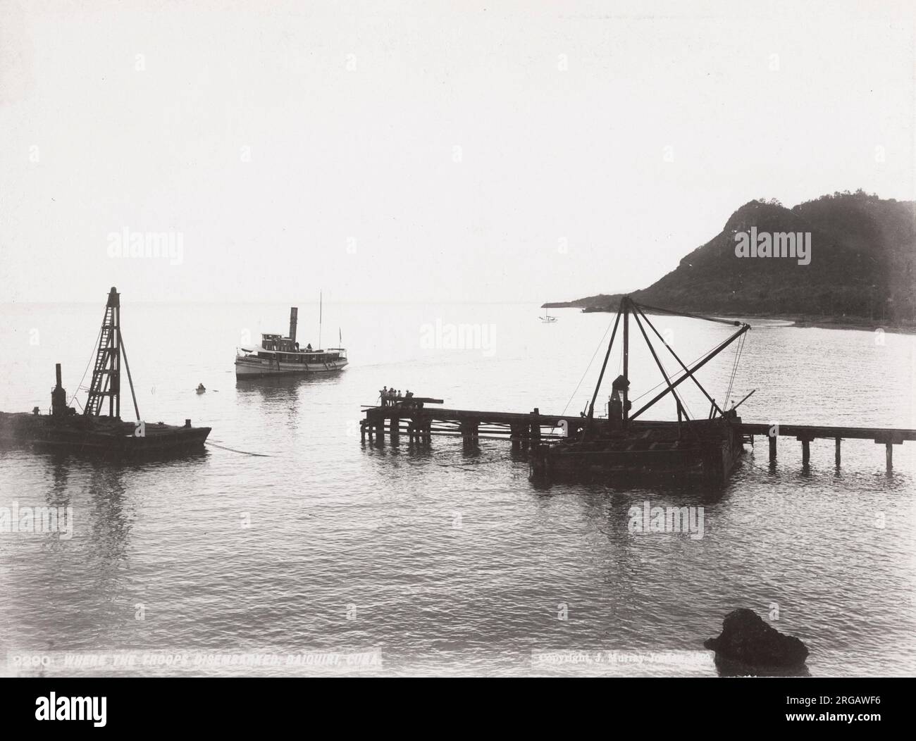 c.1900 Fotografia - Cuba: molo, barche, punto di sbarco, Daiquiri Foto Stock
