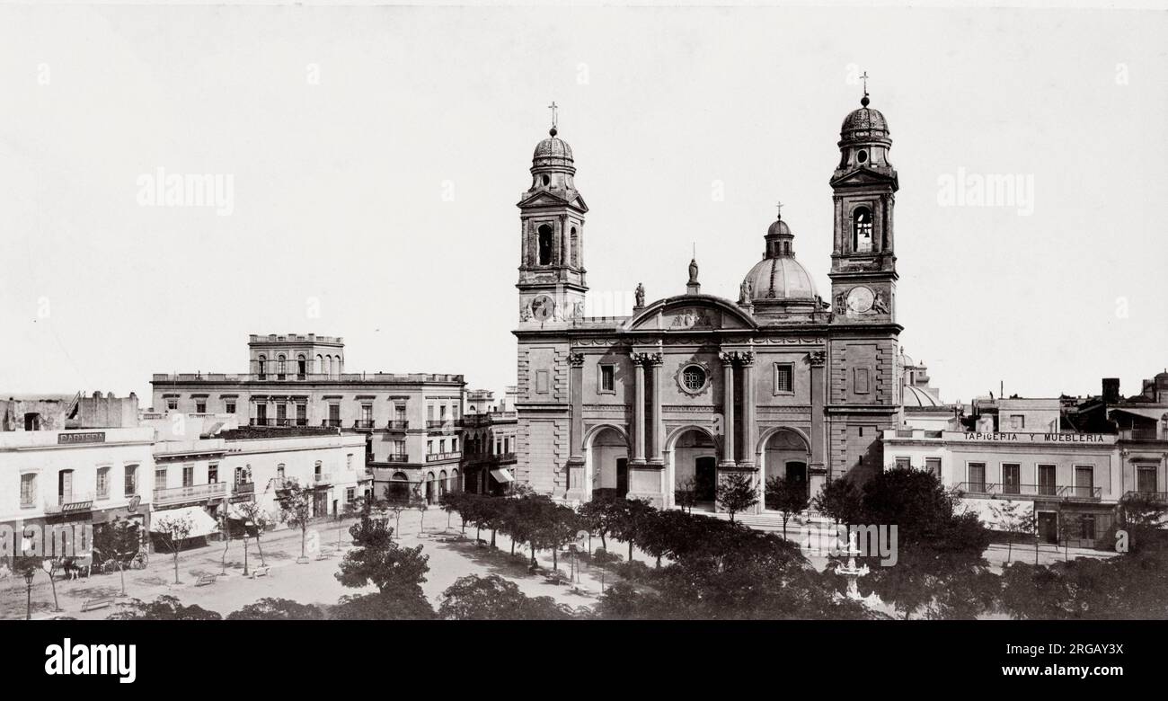 Fotografia d'epoca del XIX secolo: Montevideo Metropolitan Cathedral, Uruguay Foto Stock