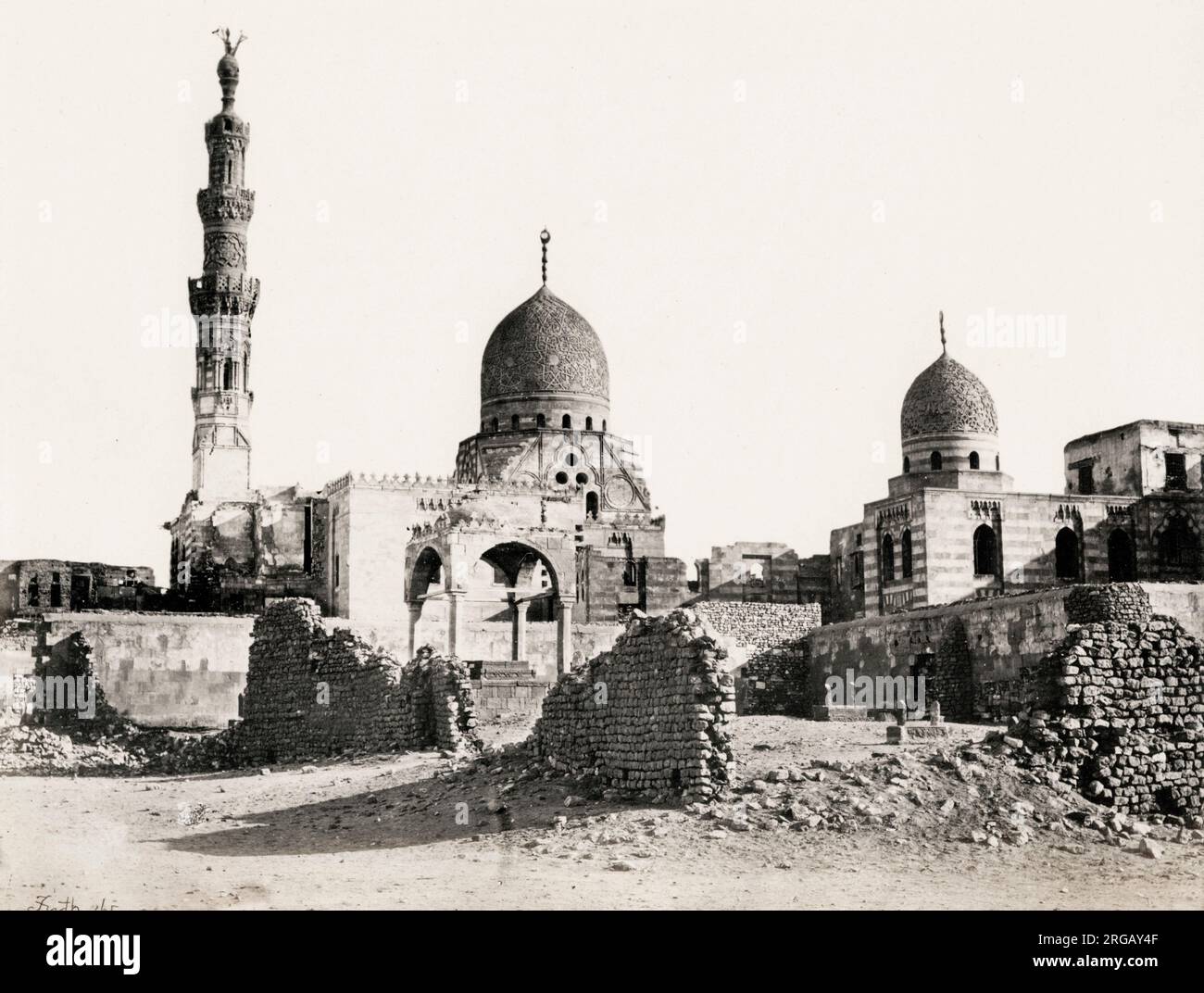 Fotografia d'epoca del XIX secolo, Francis Frith, Egitto, 1857: Moschea di Kait Bey, il complesso funerario del Sultano al-Ashraf Qaytbay Foto Stock