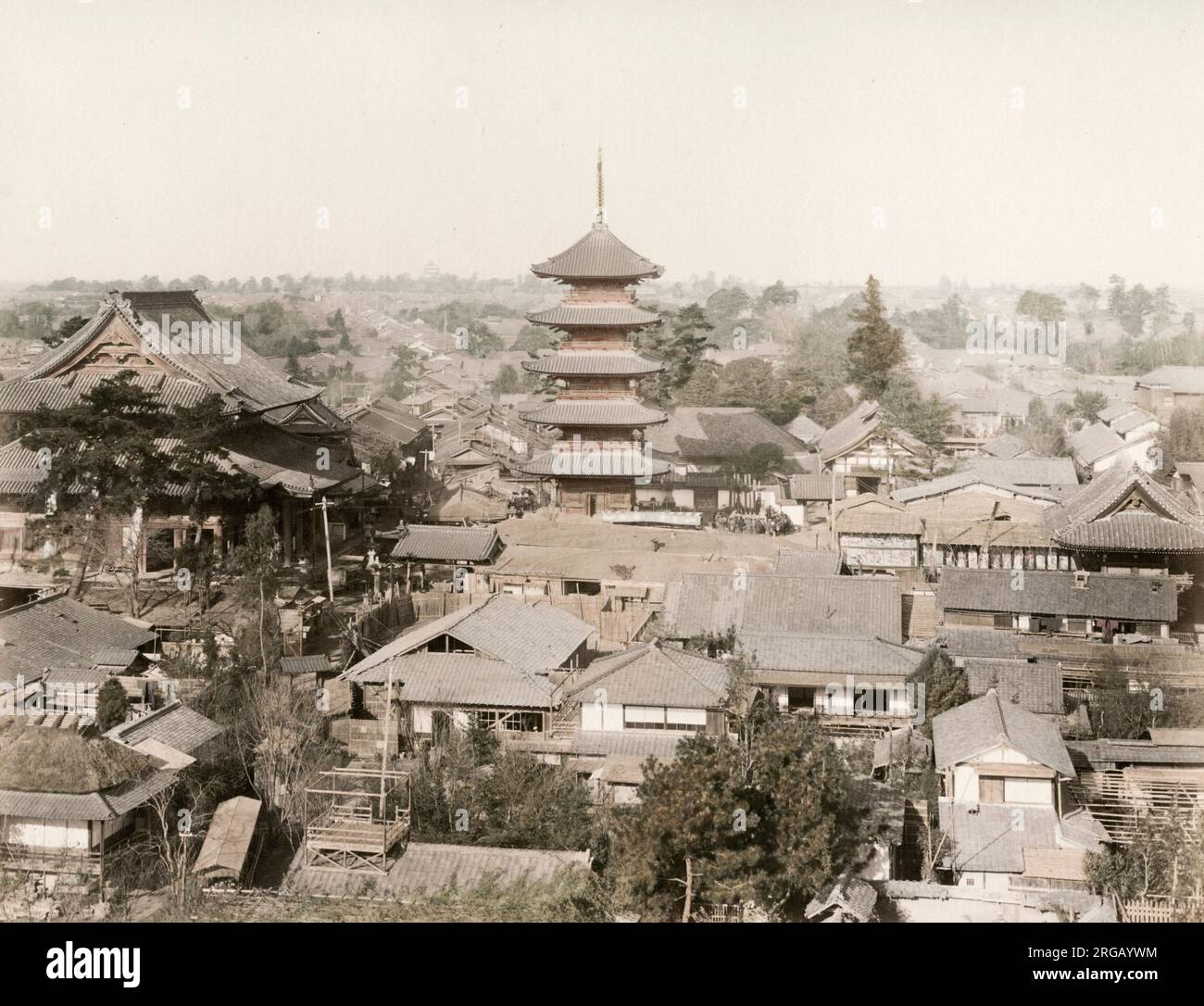 Fotografia d'epoca del XIX secolo - epoca Meiji Giappone: Vista sulla città di Nagoya. Foto Stock