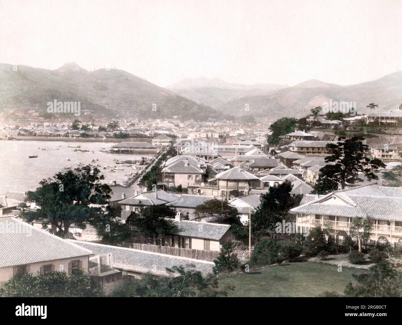 C. 1880 Giappone - vista della liquidazione esteri Dejima a Nagasaki Foto Stock