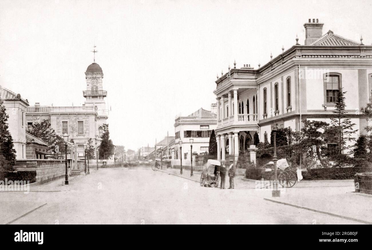 Vista del Post Office a Yokohama, Giappone, c.1880's Foto Stock