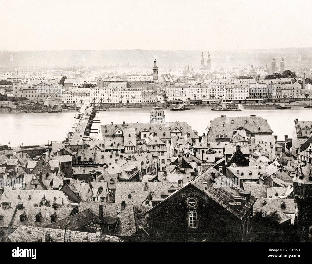 Vintage 19 ° secolo Fotografia: Germania - Coblenza, scritto Coblenza prima del 1926, è una città tedesca sulle rive del Reno e della Mosella Foto Stock