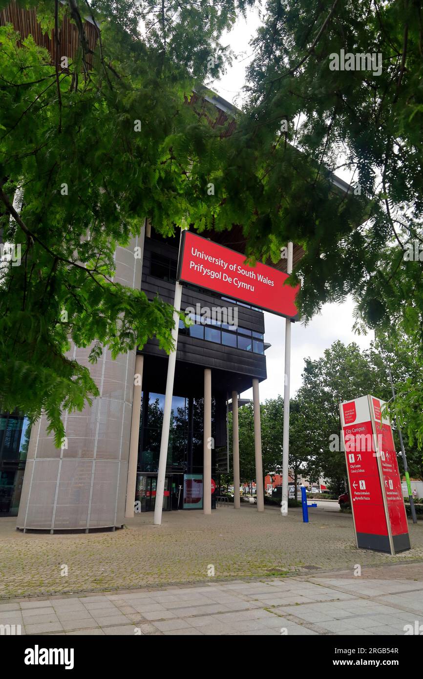 Università del Galles del Sud, campus della città, centro di Newport, scene del Galles del Sud. Agosto 2023. Foto Stock