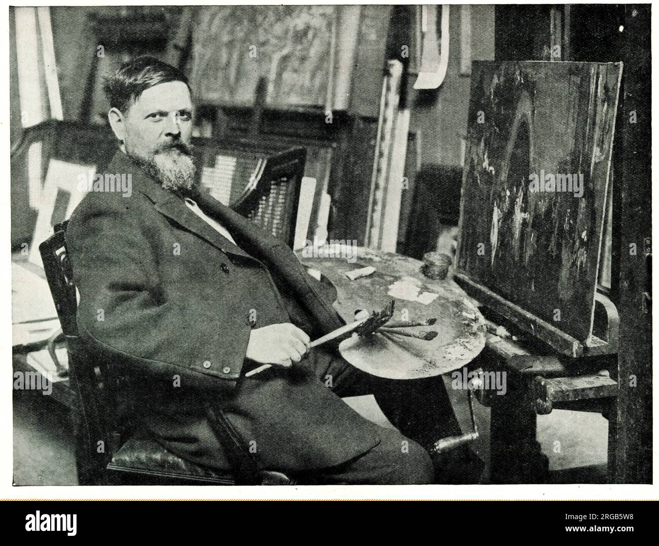 Frank Brangwyn RA, artista nel suo studio Foto Stock