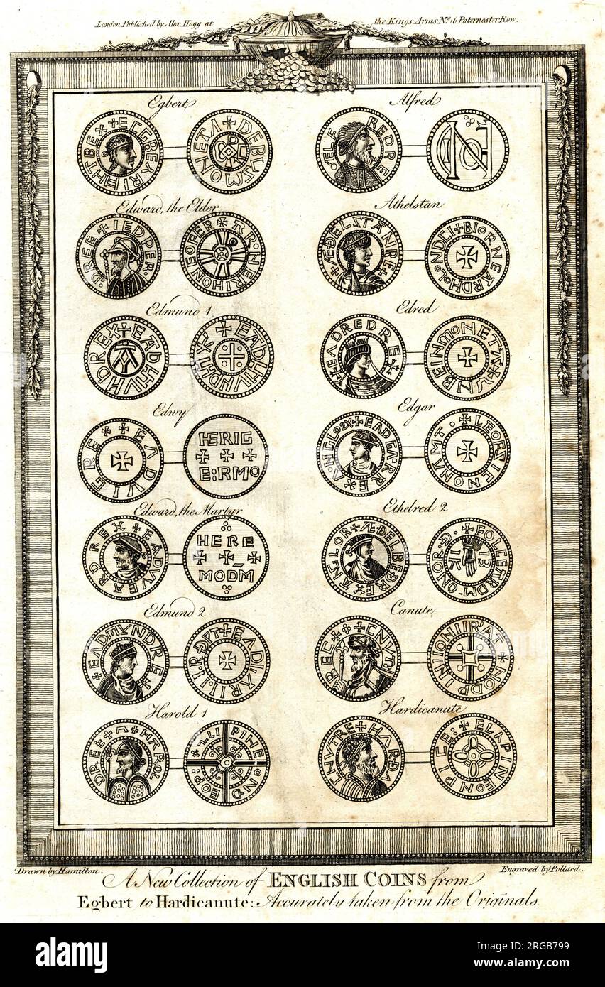 Monete inglesi, re Egbert ad Hardicanute, 802-1042 d.C. Foto Stock