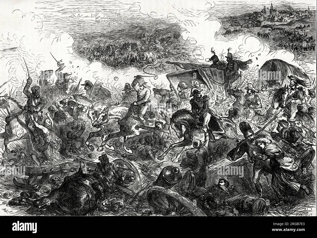 Fuga dei francesi da Vitoria (Spagna), 21 giugno 1813, con la vittoria delle forze alleate britanniche, portoghesi e spagnole, nella battaglia di Vitoria, parte della guerra Peninsulare (1807-1814). Foto Stock