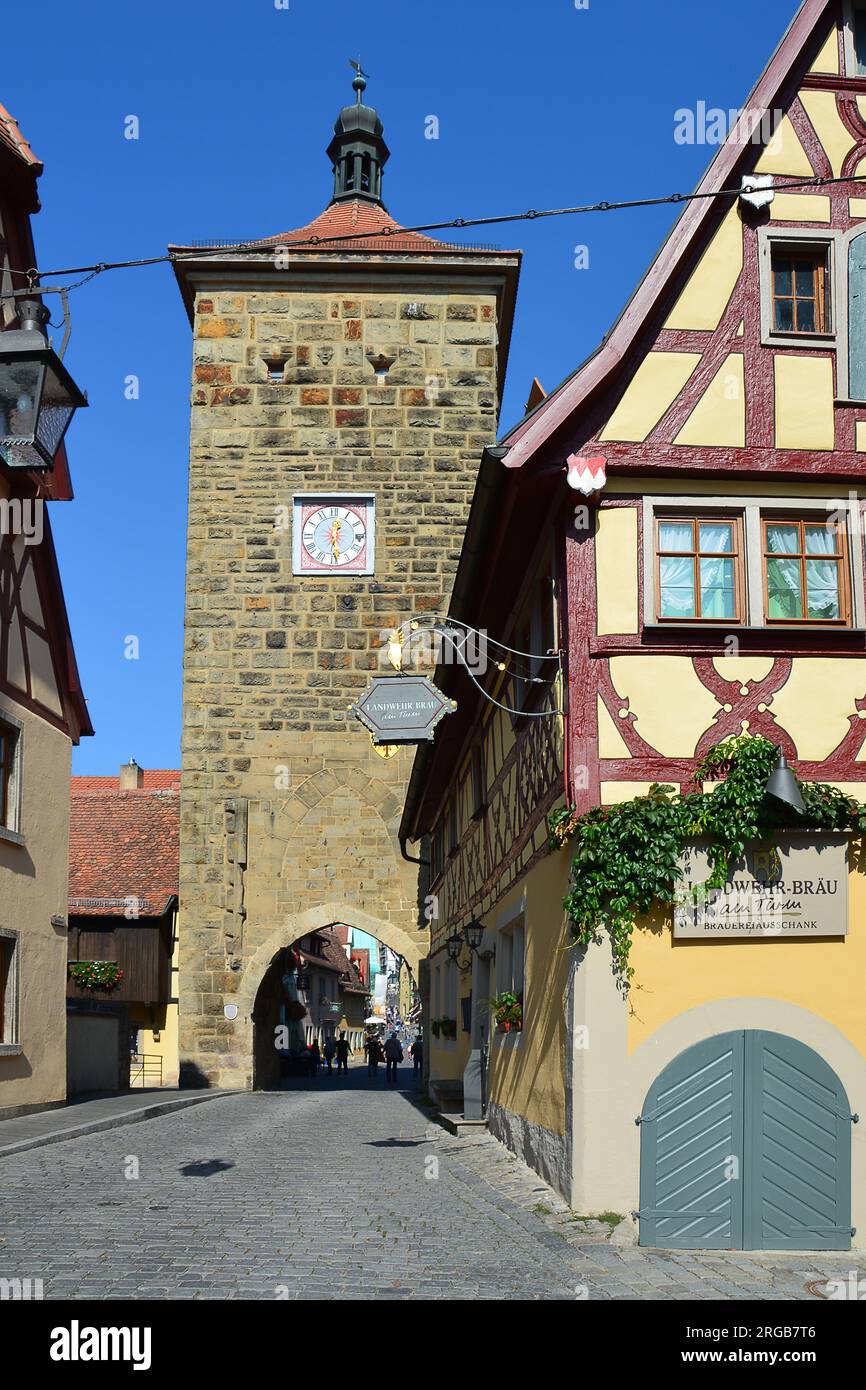 Siebersturm/Siebers Tower, Rothenburg ob der Tauber, Franken/Franconia. Bayern / Baviera, Germania Foto Stock