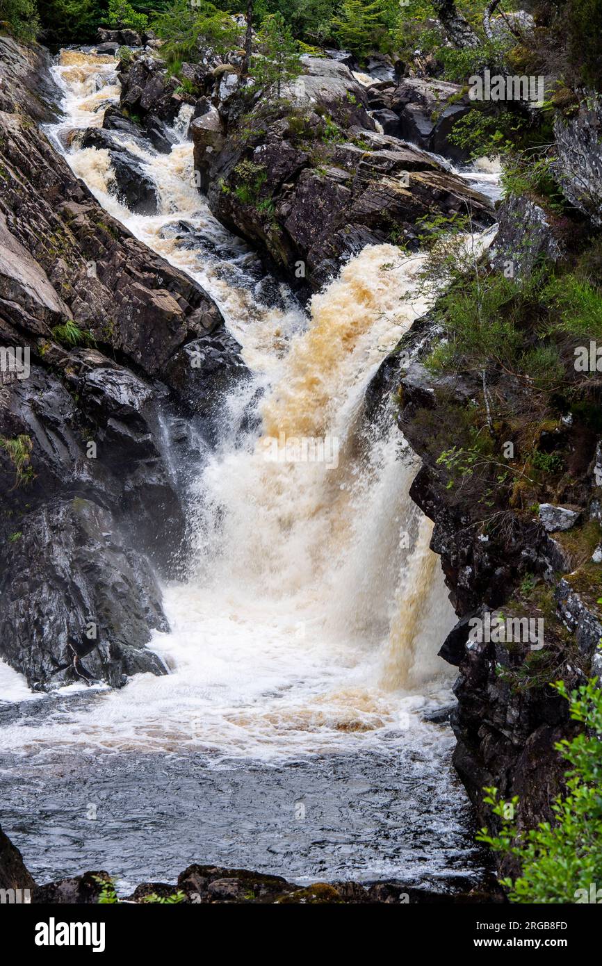 Rogie Falls on the Black Water nel Ross-shire nelle Highlands scozzesi, Regno Unito Foto Stock