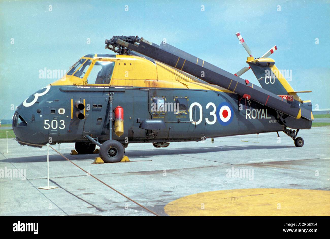 Royal Navy - Westland Wessex HAS.1 XP157 (msn , codice base 'CU', indicativo di chiamata '503'), di 706 Naval Air Squadron dalla Royal Naval Air Station Cullrose, visto il 25 maggio 1964. Foto Stock
