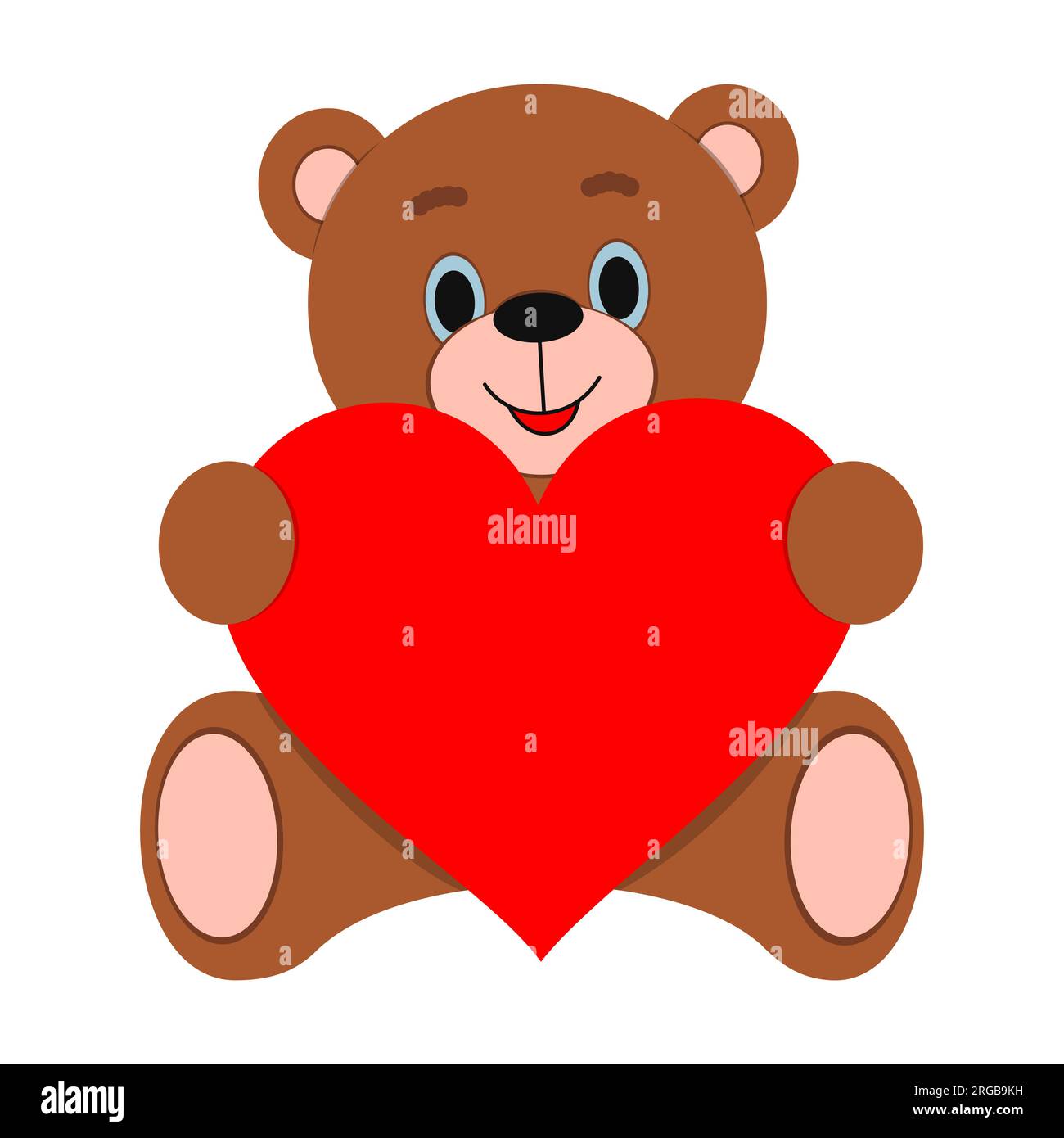 Illustrazione vettoriale. Grazioso orsacchiotto con un grande cuore in mano. Vacanze. Illustrazione Vettoriale