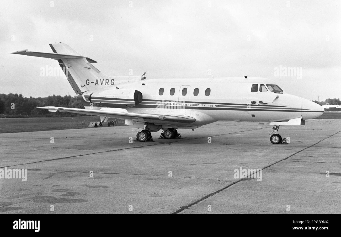Hawker Siddeley HS-125-3B/RA G-AVRG (msn 25144), di Hawker Siddeley Aviation Ltd., presso l'aeroporto di Angelholm, in Svezia, il 6 maggio 1971. Foto Stock