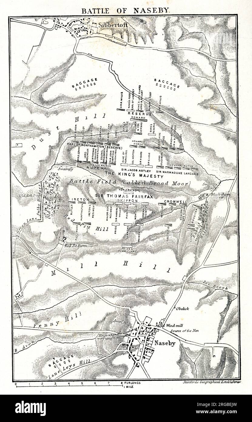 La battaglia di Naseby, guerra civile inglese, 1645 Foto Stock