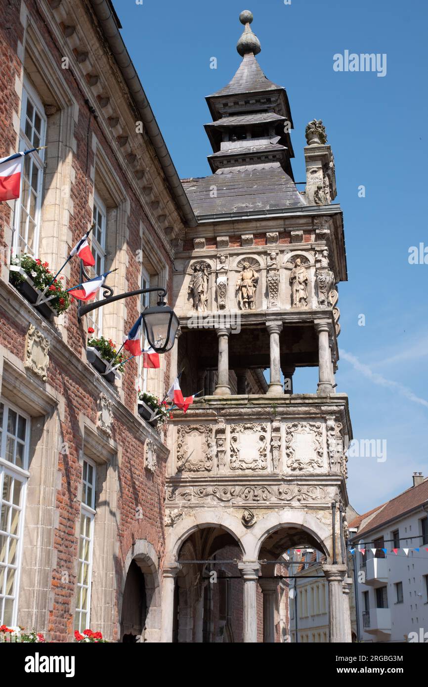 Hotel de Ville Frontespiece Hesdin Foto Stock