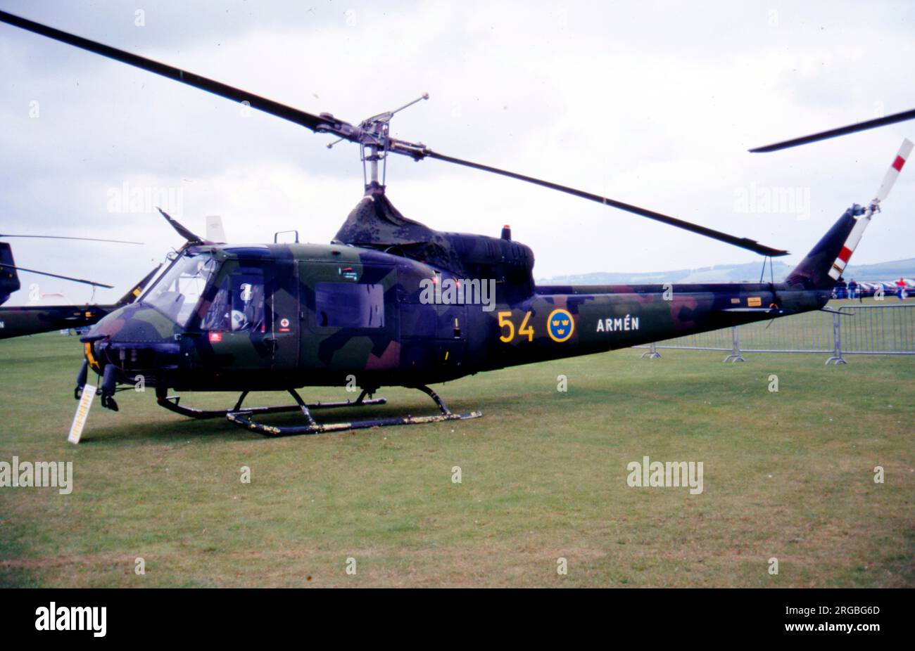 Armen - Agusta-Bell AB204B 03314 (msn 33194, Hkp3C, call-sign '54'), al Middle Wallop International Air Show del 5 luglio 1984. (Armen - Aviazione dell'Esercito Svedese). Foto Stock