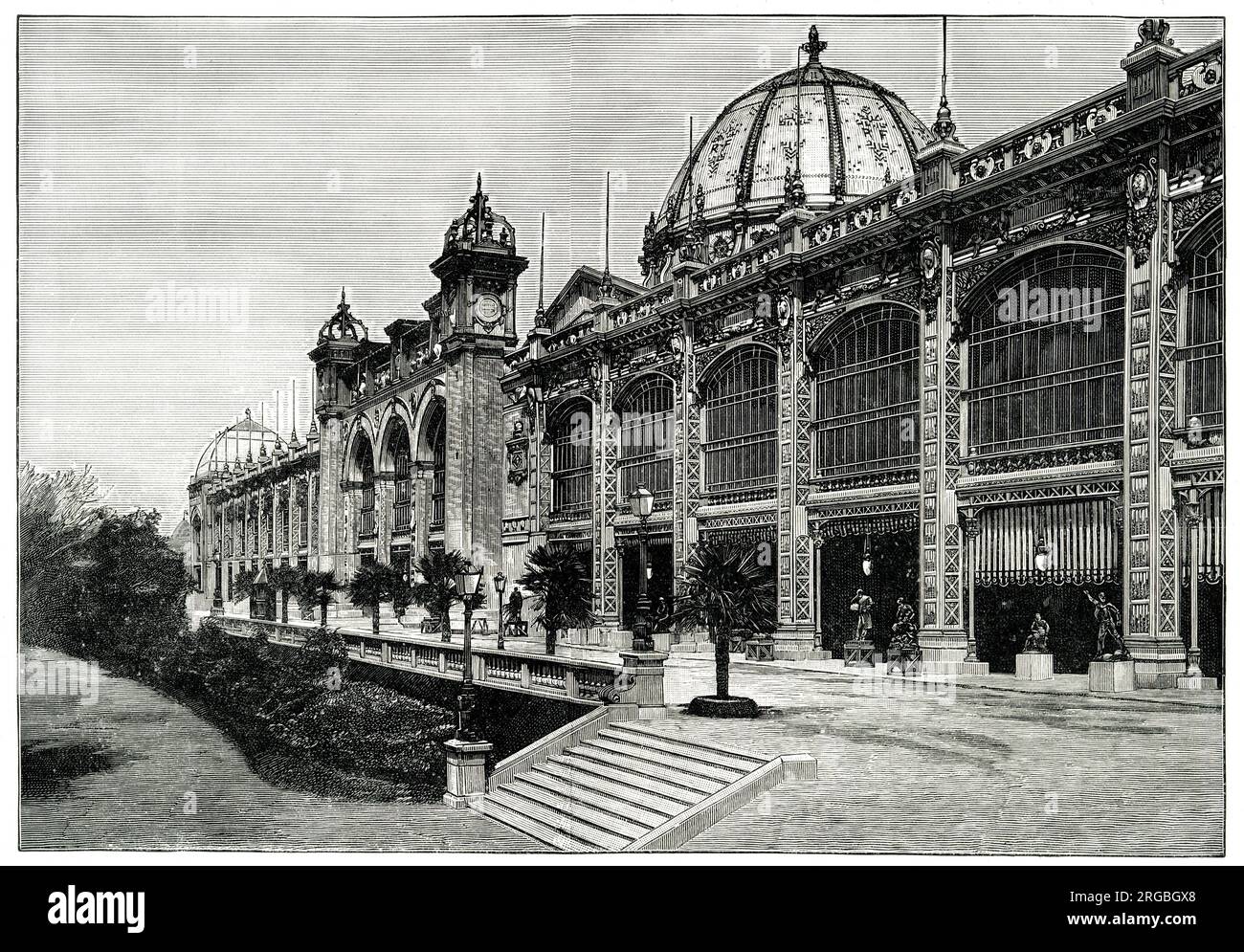 Vista laterale del Palazzo delle Belle Arti, esposizione universale di Parigi, 1889 Foto Stock