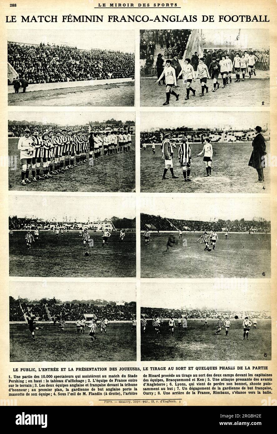 Women's International Football Match, Francia / Inghilterra, novembre 1920 Foto Stock