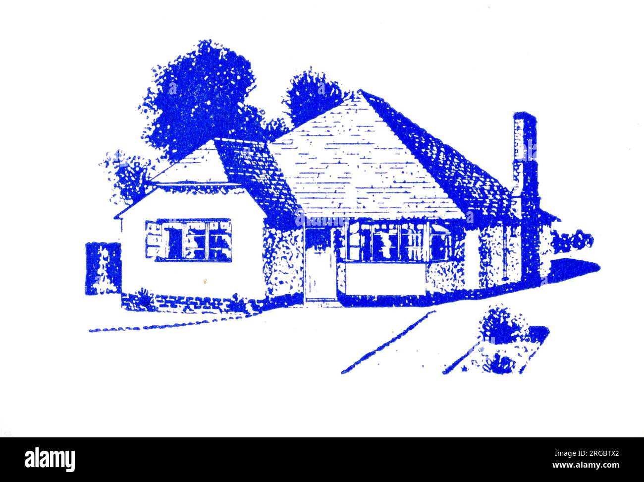 Bungalow - 1950s blocco stampante Foto Stock