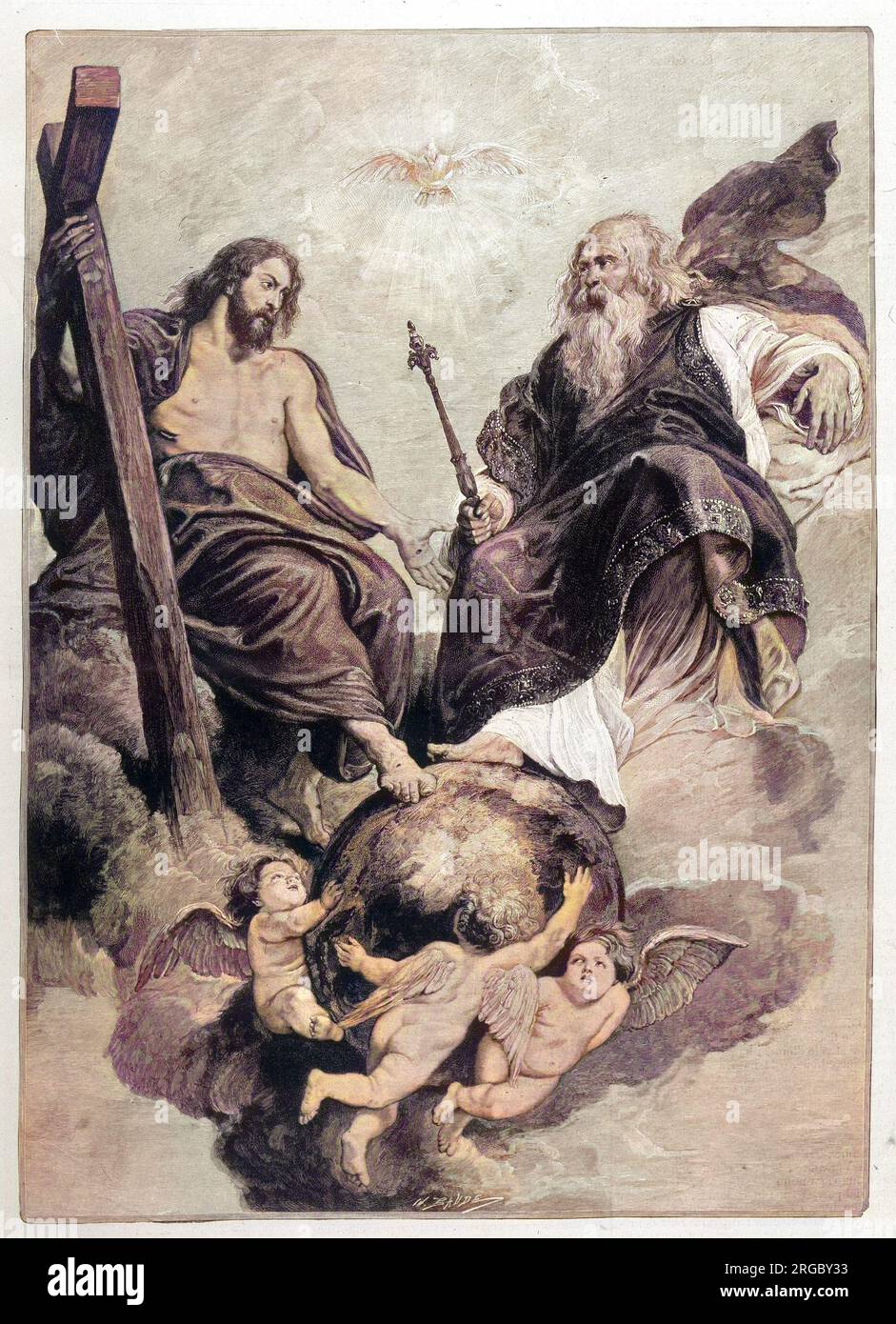 GESÙ DI NAZARETH dopo la sua crocifissione, sale al Cielo e dice a Dio Padre come sono le cose sulla Terra Foto Stock